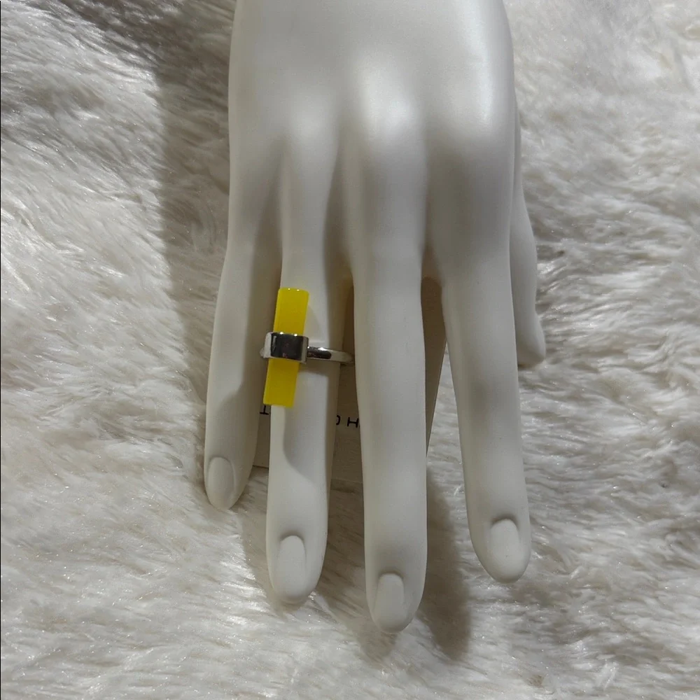 French Connection Yellow and Silver Wearable Ring